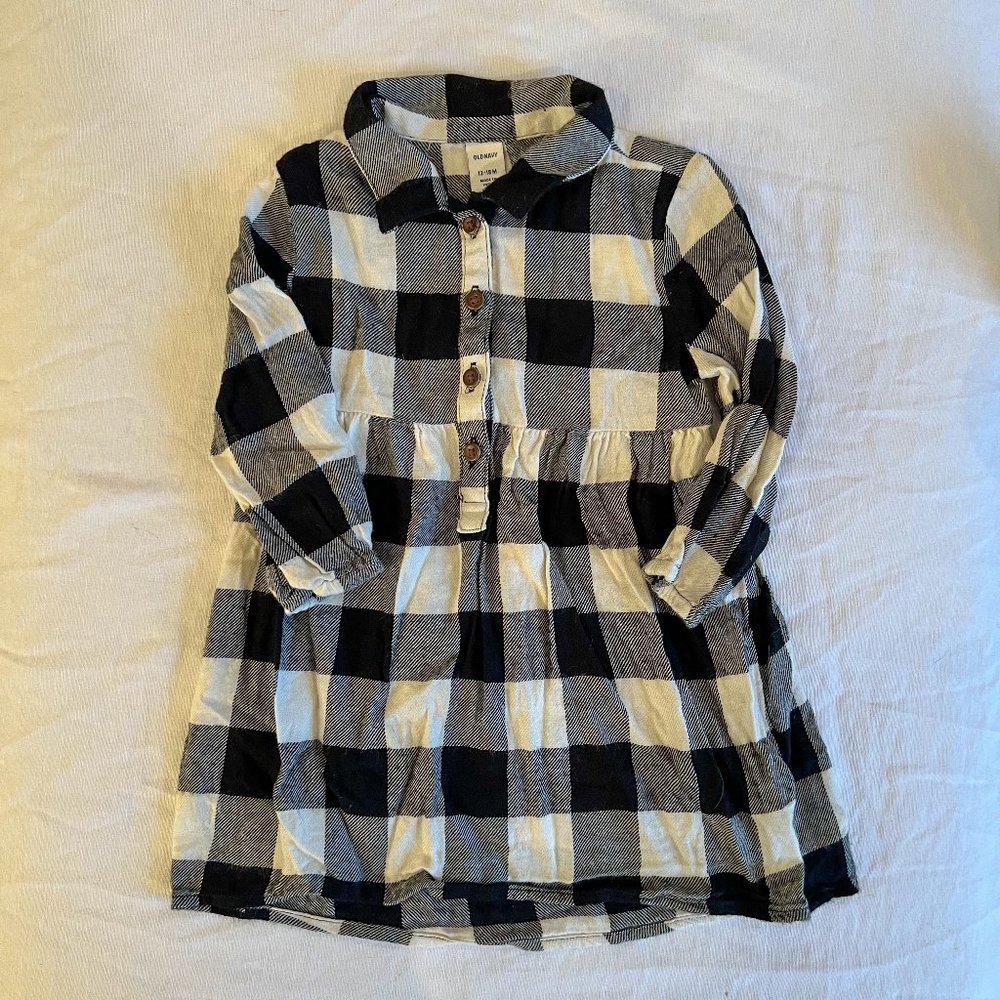 Old Navy Black and White Buffalo Check Girl's Dress